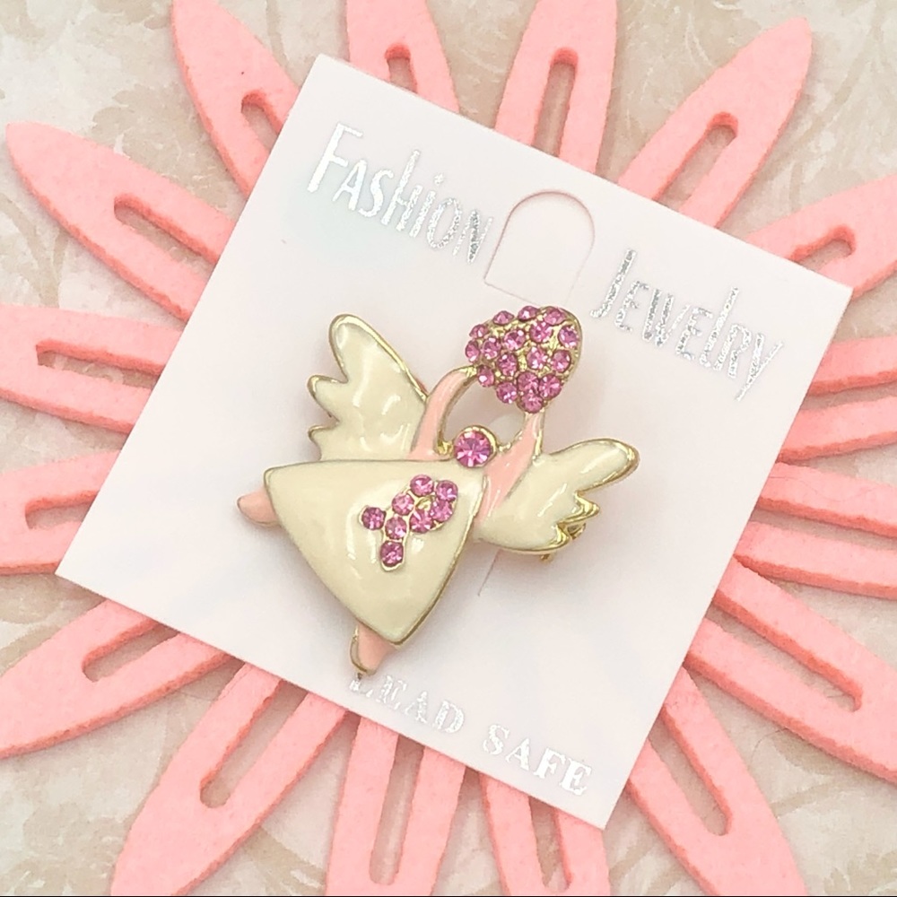 ๐ผ Pink Ribbon Breast Cancer Angel Brooch